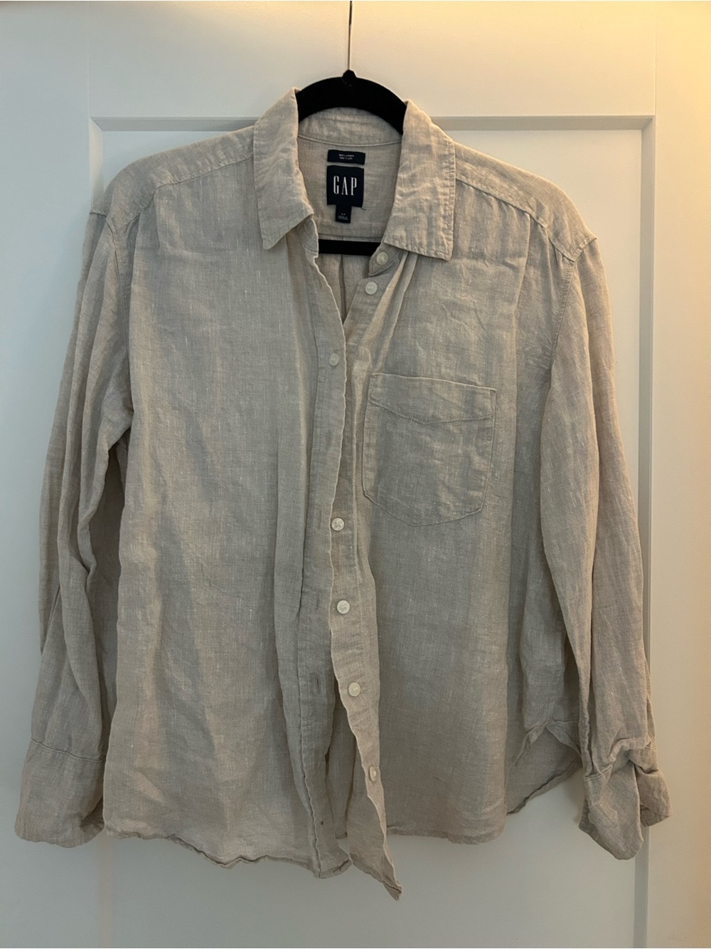 GAP Beige Linen Button-Down Shirt